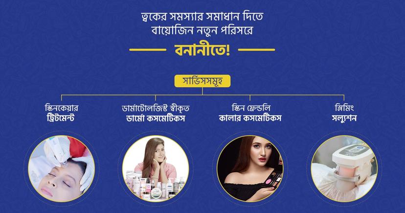 ত্বকের সমস্যার সমাধান দিতে, বায়োজিন নতুন পরিসরে বনানীতে!